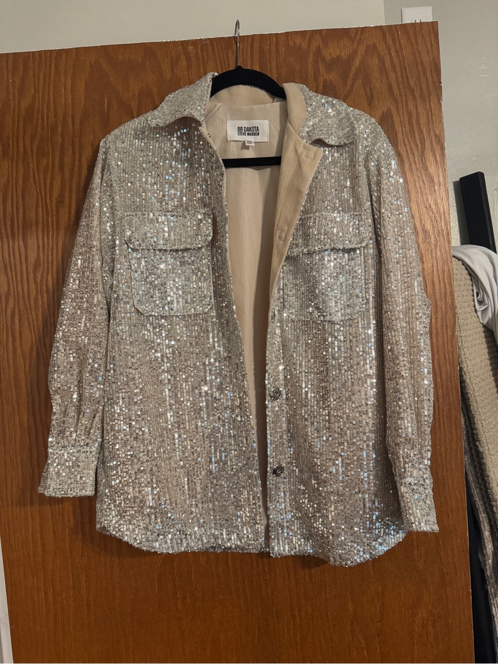 BB Dakota Steve Madden Silver Sequin Shacket